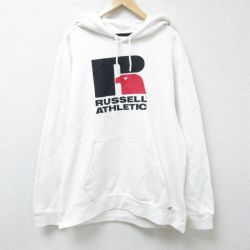 XL★古着 ラッセル 長袖 スウェット パーカー メンズ ビッグロゴ 白 ホワイト 25feb27 中古 スエット トレーナー トップス