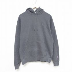 【20%OFF】L★古着 チャンピオン Champion 長袖 スウェット パーカー メンズ ワンポイントロゴ グレー 霜降り 25feb28 中古 スエット トレーナー トップス