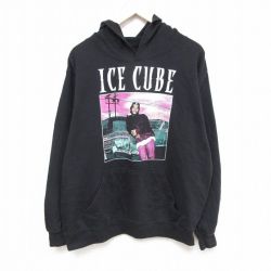 XL★古着 長袖 スウェット パーカー メンズ アイスキューブ 黒 ブラック 25feb28 中古 スエット トレーナー トップス