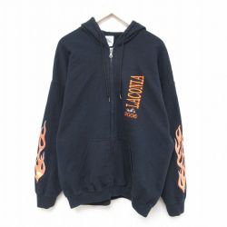 XL★古着 長袖 フルジップ スウェット パーカー メンズ 00年代 00s ラコニア バイク 刺繍 大きいサイズ 黒 ブラック 25feb28 中古 スエット トレーナー トップス