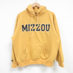 M★古着 ジャンスポーツ 長袖 スウェット パーカー メンズ 00年代 00s MIZZOU 薄黄 イエロー 25feb28 中古 スエット トレーナー トップス
