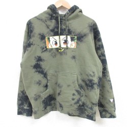 M★古着 長袖 スウェット パーカー メンズ 00年代 00s アニメ ハンターハンター ゴン 緑他 グリーン タイダイ 【spe】 25feb28 中古 スエット トレーナー トップス