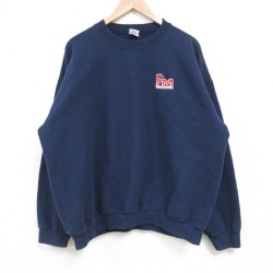 【50%OFF】XL★古着 長袖 スウェット メンズ 00年代 00s FM 大きいサイズ クルーネック 紺 ネイビー 25feb28 中古 スエット トレーナー トップス