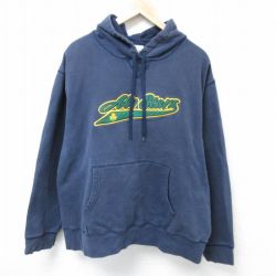 【50%OFF】XL★古着 オールドネイビー OLD NAVY 長袖 スウェット パーカー メンズ 00年代 00s クローバー 刺繍 大きいサイズ 紺 ネイビー 25mar01 中古 スエット トレーナー トップス