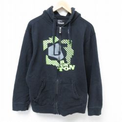 【50%OFF】L★古着 長袖 フルジップ スウェット パーカー メンズ バートン 黒 ブラック 25mar01 中古 スエット トレーナー トップス