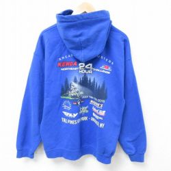L★古着 長袖 スウェット パーカー メンズ バイク 青 ブルー 25mar01 中古 スエット トレーナー トップス