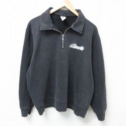 XL★古着 ROOTS ATHLETICS 長袖 ハーフジップ スウェット メンズ 00年代 00s Roots 襟付き カナダ製 黒 ブラック 25mar01 中古 スエット トレーナー トップス