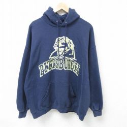 XL★古着 リー Lee 長袖 スウェット パーカー メンズ 00年代 00s ピッツバーグ トラ 大きいサイズ 紺 ネイビー 25mar01 中古 スエット トレーナー トップス