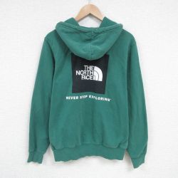 M★古着 ノースフェイス THE NORTH FACE 長袖 スウェット パーカー メンズ ビッグロゴ 緑 グリーン 25mar01 中古 スエット トレーナー トップス