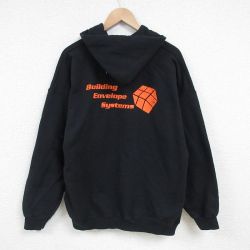 XL★古着 ヘインズ Hanes 長袖 フルジップ スウェット パーカー メンズ 00年代 00s Building 大きいサイズ クルーネック 黒 ブラック 【spe】 25mar01 中古 スエット トレーナー トップス