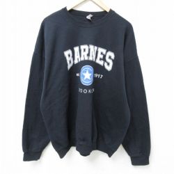XL★古着 ジャージーズ 長袖 スウェット メンズ ブルックリン 大きいサイズ クルーネック 黒 ブラック 25mar01 中古 スエット トレーナー トップス