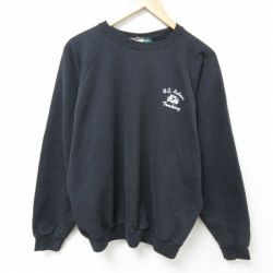 【50%OFF】L★古着 Wear Guard 長袖 スウェット メンズ 00年代 00s トラック ラグラン クルーネック カナダ製 黒 ブラック 25mar01 中古 スエット トレーナー トップス