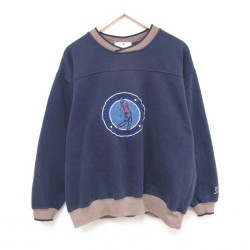 XL★古着 長袖 スウェット メンズ 00年代 00s ゴルフ 刺繍 クルーネック 紺 ネイビー 25mar03 中古 スエット トレーナー トップス