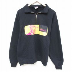 【50%OFF】L★古着 ジャージーズ 長袖 ハーフジップ スウェット メンズ 00年代 00s deis IMPACT 襟付き 黒 ブラック 25mar03 中古 スエット トレーナー トップス