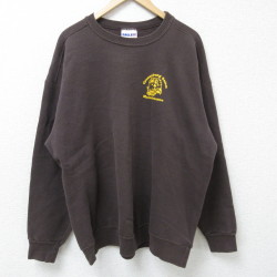 XL★古着 長袖 スウェット メンズ 90年代 90s ライオン 大きいサイズ クルーネック USA製 茶 ブラウン 25mar03 中古 スエット トレーナー トップス