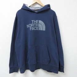 XL★古着 ノースフェイス THE NORTH FACE 長袖 スウェット パーカー メンズ ビッグロゴ 大きいサイズ 紺 ネイビー 25mar03 中古 スエット トレーナー トップス