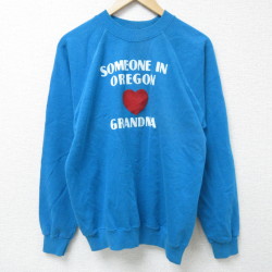 【50%OFF】M★古着 ヘインズ Hanes 長袖 スウェット メンズ 80年代 80s オレゴン クルーネック USA製 青 ブルー 25mar03 中古 スエット トレーナー トップス