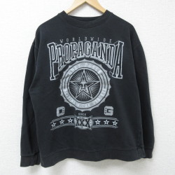 L★古着 オベイ OBEY 長袖 スウェット メンズ クルーネック 黒 ブラック 25mar03 中古 スエット トレーナー トップス
