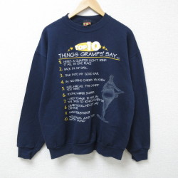 XL★古着 長袖 スウェット メンズ 90年代 90s GRAMPS TOP10 クルーネック USA製 紺 ネイビー 【spe】 25mar03 中古 スエット トレーナー トップス