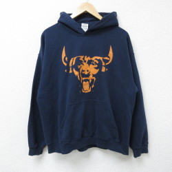 L★古着 長袖 スウェット パーカー メンズ 00年代 00s バッファロー クルーネック 紺 ネイビー 25mar03 中古 スエット トレーナー トップス