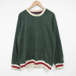 L★古着 ラッセル 長袖 スウェット メンズ 00年代 00s 無地 クルーネック 濃緑 グリーン 25mar04 中古 スエット トレーナー トップス