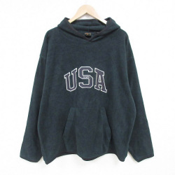 XL★古着 長袖 フリース トップス パーカー メンズ 00年代 00s USA オリンピック 大きいサイズ 濃緑 グリーン 25mar04 中古 スエット トレーナー