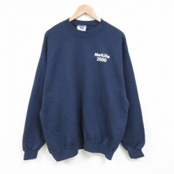 XL★古着 リー Lee 長袖 スウェット メンズ 00年代 00s MetLife2000 クルーネック 紺 ネイビー 25mar04 中古 スエット トレーナー トップス