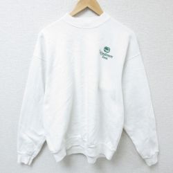 【50%OFF】L★古着 ヘインズ Hanes 長袖 スウェット メンズ 90年代 90s テニス クルーネック 白 ホワイト 25mar05 中古 スエット トレーナー トップス
