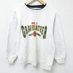 M★古着 長袖 スウェット メンズ 90年代 90s GRANDFATHER クルーネック 薄グレー 霜降り 25mar05 中古 スエット トレーナー トップス