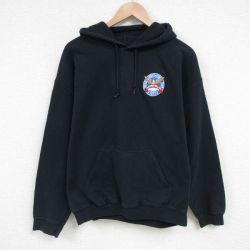 L★古着 長袖 スウェット パーカー メンズ 00年代 00s 鳥 黒 ブラック 25mar05 中古 スエット トレーナー トップス