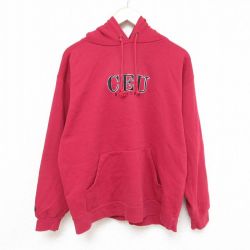 L★古着 ジャンスポーツ 長袖 スウェット パーカー メンズ 00年代 00s CEU 刺繍 赤 レッド 25mar05 中古 スエット トレーナー トップス
