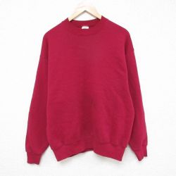 L★古着 BVD 長袖 スウェット メンズ 90年代 90s 無地 クルーネック USA製 エンジ 25mar05 中古 スエット トレーナー トップス