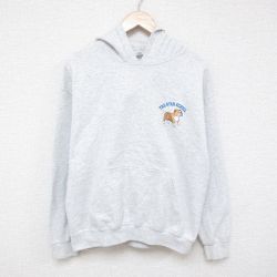 【50%OFF】L★古着 長袖 スウェット パーカー メンズ 00年代 00s 犬 グレー 霜降り 25mar05 中古 スエット トレーナー トップス
