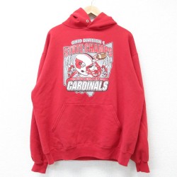 【20%OFF】L★古着 ジャージーズ 長袖 スウェット パーカー メンズ 00年代 00s CARDINALS 赤 レッド 25mar06 中古 スエット トレーナー トップス