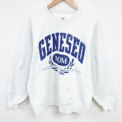 【50%OFF】M★古着 フルーツオブザルーム 長袖 スウェット メンズ 90年代 90s ジェネセオ クルーネック USA製 薄グレー 霜降り 25mar06 中古 スエット トレーナー トップス