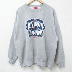 XL★古着 長袖 スウェット メンズ 00年代 00s NFL ニューイングランドペイトリオッツ クルーネック グレー 霜降り アメフト スーパーボウル 25mar13 中古 スエット トレーナー トップス