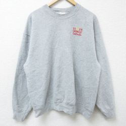 XL★古着 フルーツオブザルーム 長袖 スウェット メンズ 00年代 00s 十字架 クルーネック グレー 霜降り 25mar13 中古 スエット トレーナー トップス