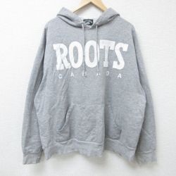 XL★古着 長袖 スウェット パーカー メンズ 00年代 00s ROOTS 大きいサイズ カナダ製 グレー 霜降り 25mar13 中古 スエット トレーナー トップス