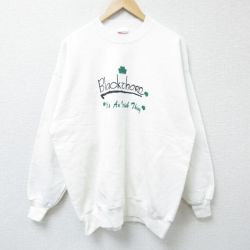 XL★古着 ヘインズ Hanes 長袖 スウェット メンズ 00年代 00s クローバー クルーネック 白 ホワイト 25mar13 中古 スエット トレーナー トップス