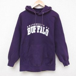 M★古着 MVスポーツ 長袖 スウェット パーカー メンズ 00年代 00s バッファロー 大学 紫 パープル 25mar07 中古 スエット トレーナー トップス