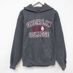 L★古着 チャンピオン Champion 長袖 スウェット パーカー メンズ 00年代 00s オーバリン カレッジ 濃グレー 霜降り 25mar07 中古 スエット トレーナー トップス