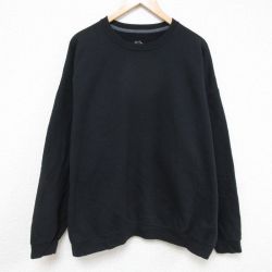 【20%OFF】XL★古着 フルーツオブザルーム 長袖 スウェット メンズ 無地 大きいサイズ クルーネック 黒 ブラック 25mar07 中古 スエット トレーナー トップス