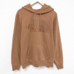 L★古着 ノースフェイス THE NORTH FACE 長袖 スウェット パーカー メンズ ビッグロゴ クルーネック 茶 ブラウン 25mar07 中古 スエット トレーナー トップス