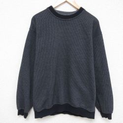 XL★古着 長袖 スウェット メンズ 00年代 00s 無地 クルーネック 濃グレー 25mar07 中古 スエット トレーナー トップス