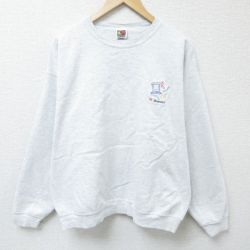 XL★古着 フルーツオブザルーム 長袖 スウェット メンズ 00年代 00s パソコン クルーネック 薄グレー 霜降り 25mar13 中古 スエット トレーナー トップス