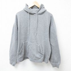 XL★古着 ラッセル 長袖 スウェット パーカー メンズ 00年代 00s 無地 グレー 霜降り 25mar13 中古 スエット トレーナー トップス