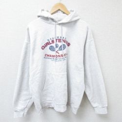 【50%OFF】XL★古着 長袖 スウェット パーカー メンズ 00年代 00s テニス 薄グレー 霜降り 25mar13 中古 スエット トレーナー トップス