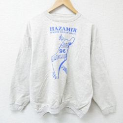 【50%OFF】XL★古着 長袖 スウェット メンズ 90年代 90s 音符 クルーネック グレー 霜降り 25mar13 中古 スエット トレーナー トップス