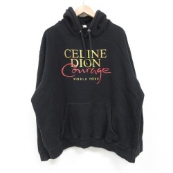 XL★古着 ロック バンド 長袖 スウェット パーカー メンズ セリーヌディオン 大きいサイズ 黒 ブラック 【spe】 25mar13 中古 スエット トレーナー トップス