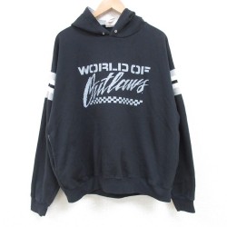 XL★古着 チャンピオン Champion 長袖 スウェット パーカー メンズ 00年代 00s WORLD 黒 ブラック 25mar13 中古 スエット トレーナー トップス
